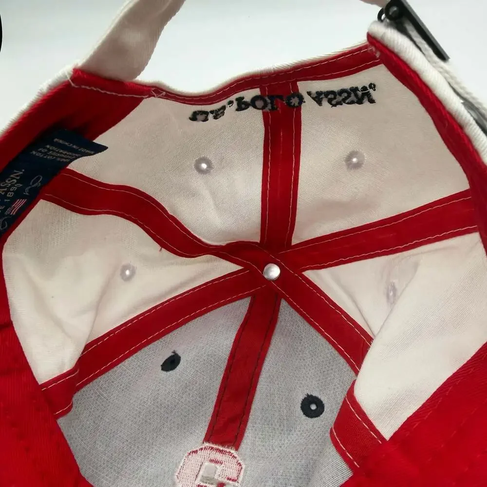 U.S. Polo Assn. Number 3 Embroidered Baseball Cap White Navy Red
